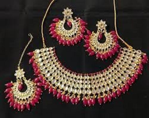 Gold Imitation Necklace Set With Pair Of Earrings