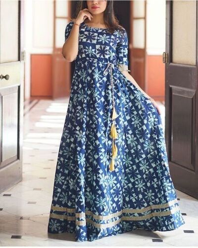 Floral printed frock Stylist Elegant Casual maxi long flared anarkali one  piece dresses party wear designer