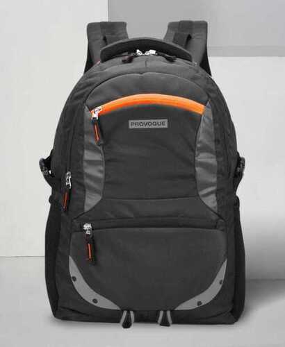 Plain Black Polyester Backpack For School And Colleges