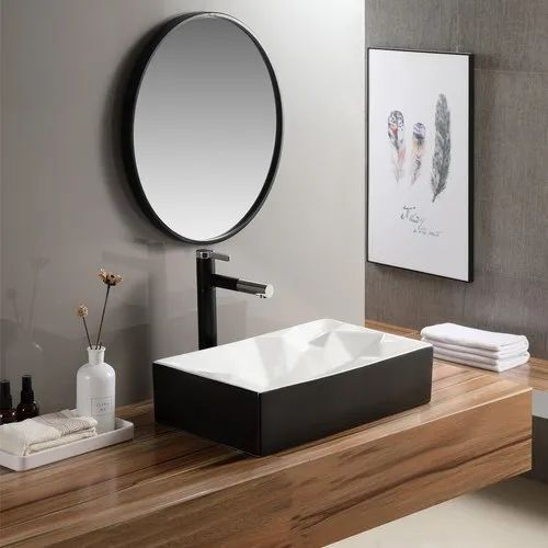 White Deck Mounted Ceramic Wash Basin For Home And Hotel