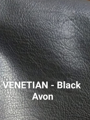 Venetian Black Leatherette Fabric Texture: Embossed