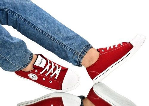 Red And White Lace Closure Sneaker Shoes