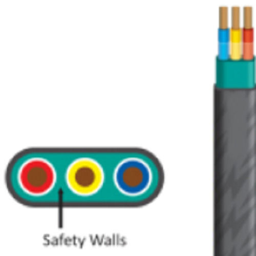 Three Core Pvc Insulated Copper Conductor Flat Submersible Cables