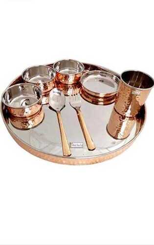 Copper Dinner Set With Spoon, Bowl For Home And Restaurant Use