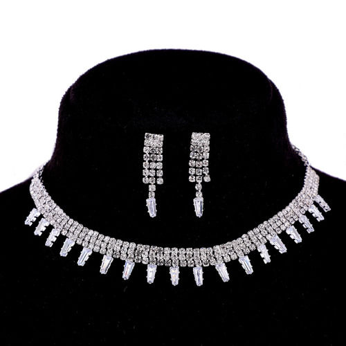 Elite White Stone Trendy Alloy Necklace Set