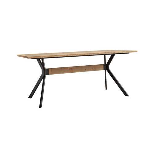 Square Shape Enzo Solid Oak Dining Table With Steel Frame