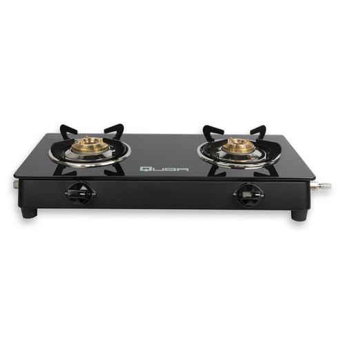 Quba B2 Mini 2 Burners Black Body Compact Glass Top Gas Stove at Best ...