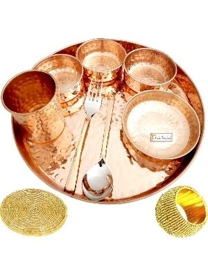 Ruggedly Constructed Copper Thali Set