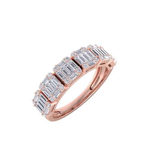 5 Stone Cluster Baguette Grid Diamond Ring For Party Wear