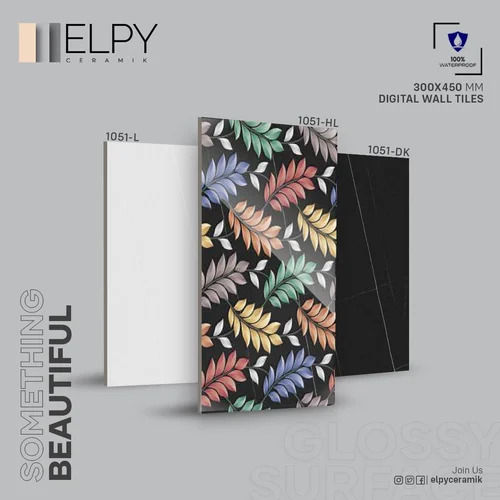 300x450 Mm Ceramic Designer Wall Tiles For Bathroom Use