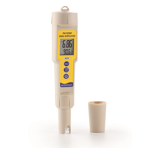 Waterproof Pen-Type pH Meter - 188x35x35mm, Dual-Level LCD, Automatic Temperature Compensation, Replaceable pH Electrode, Ideal for Aquariums, Laboratories, Food Processing, and Swimming Pools