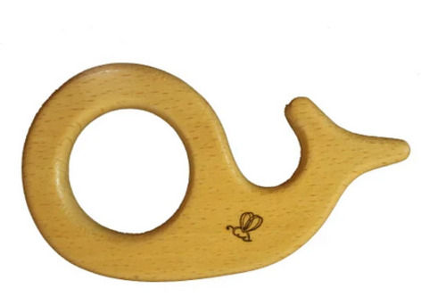 Polished Finish Whale Wooden Baby Teether