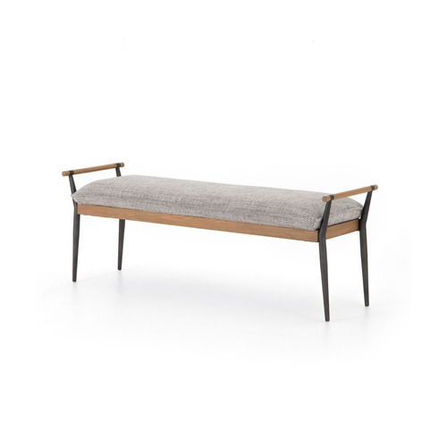 Charlie Solid Oak Frame Bench With Plush Upholstered Seat