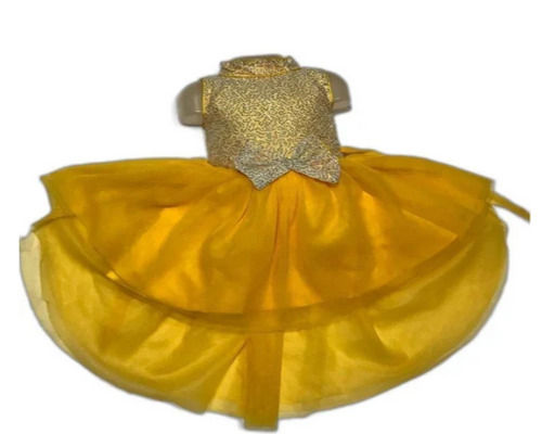 Designer Yellow Party Wear Baby Girls Frocks