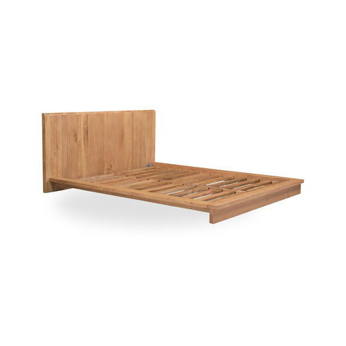 Beige Noah Solid Wood Bed With Natural Finish