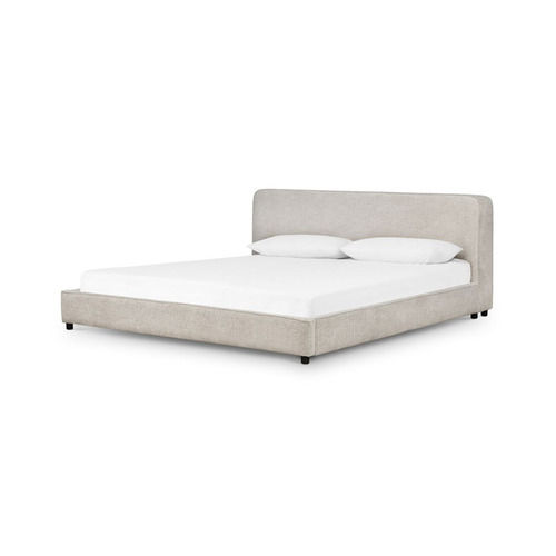 Solid Wood Plushton Linen Logan Modern Upholstered Wooden Bed