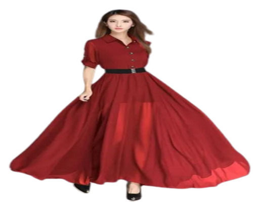 Red Color Ladies Party Wear Gown Dress