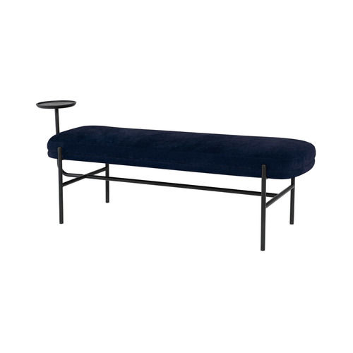 Navy Jayden Upholstered Bench With Metal Base