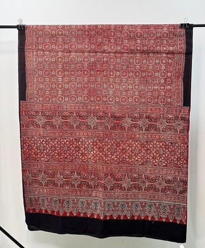 Mixed Pure Handloom Ajrakh Saree