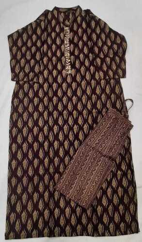 Ladies Cotton Kurti - Stitched, Printed Casual Wear in Brown | Breathable, Washable, Available in Sizes L, M, XL