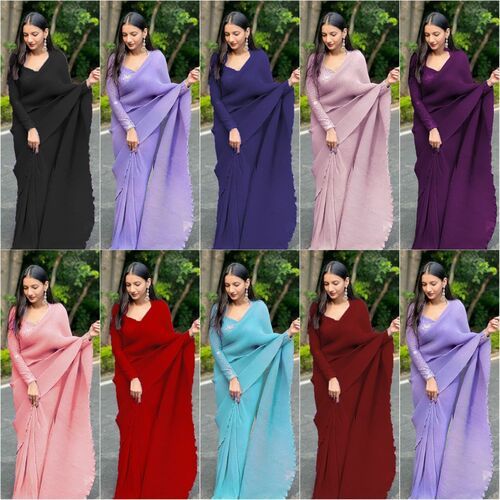 Lightweight Designer Crush Pleated Saree