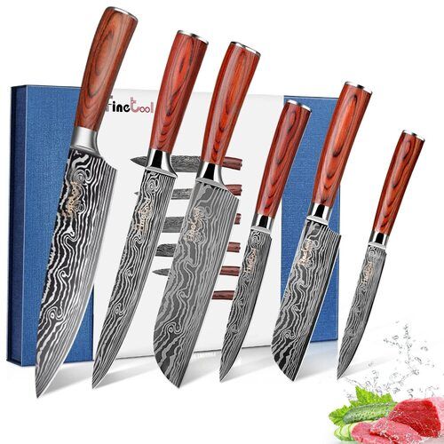 Lightweight Rustproof Stainless Steel Sharpe Kitchen Knife Sets With Wooden Handle