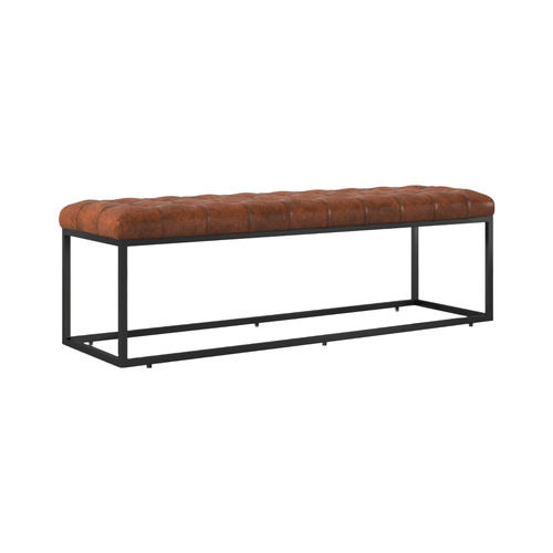 Medium Brown Adrian Upholstered Metal Bench