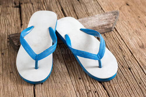 Striped White And Blue Ladies Printed PVC Daily Wear Flip Flop