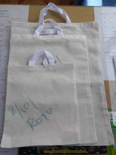 White 13 Inches Plain Cotton Carry Bag