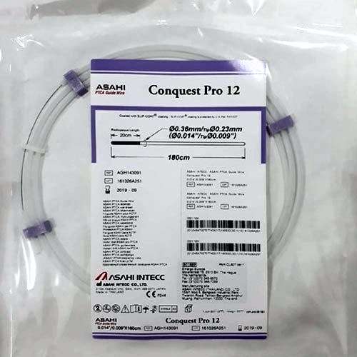 Asahi Conquest Pro 12 Guide Wire - 20mm Length, 00.36mm Diameter, Slip-Coat Coated | Transparent, New, Surgical Use