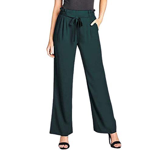 Ladies Casual Plain Green Cotton Blend Lower