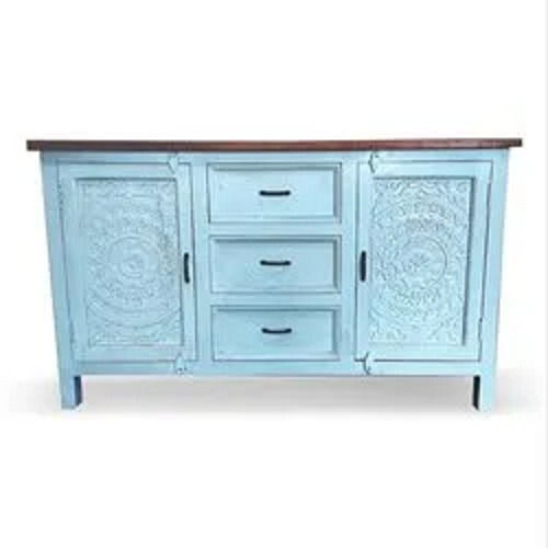 Strong Wooden Distress Paint Carved Sideboard