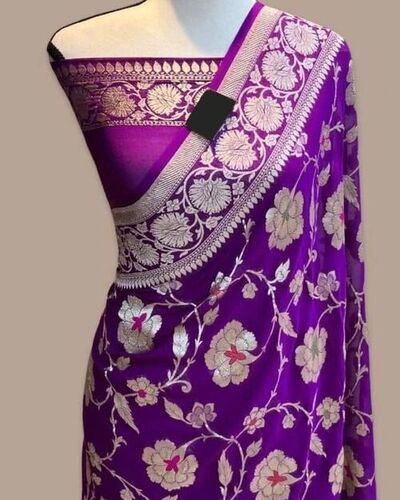 Semi Georgette Silk Saree With Blouse For Party Wear