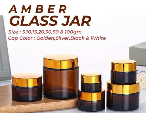 Customized Amber Glass Jar With Multi-Color Caps