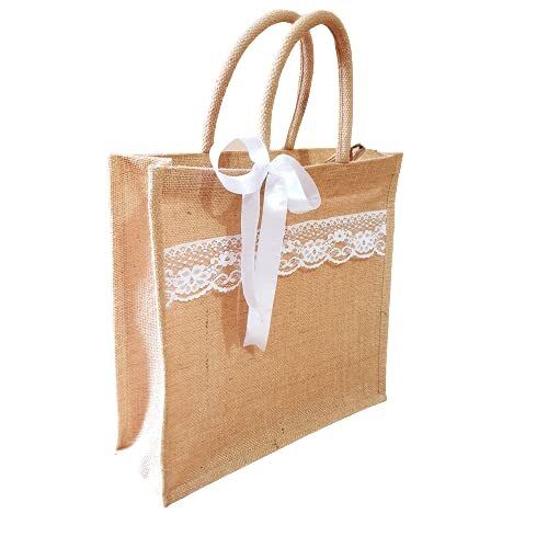 Zipper Top Jute Bag For Shopping Use