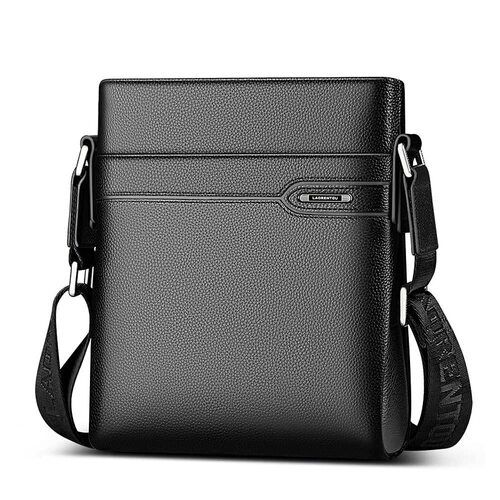 Adjustable Strap Men Zipper Top Leather Sling Bag