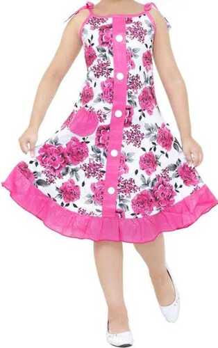 Girls Printed Cotton Sleeveless Frocks For Casual Wear