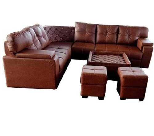 Brown Leather 7 Seater Luxury Sofa Set For Living Room