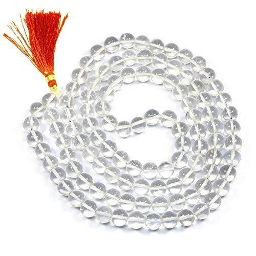 While Lightweight Round Shape Skin Friendly Hindu Religious Spahtik Beads Mala