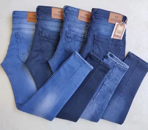 Men Slim Fit Blue Denim Faded Jeans For Casual Wear Size: Extra Large