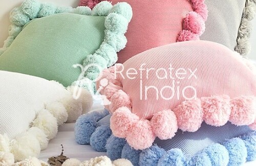 Acrylic Pom Pom Fringe - 20 Pom Poms Per Meter, Plain Pattern, Lightweight 66g