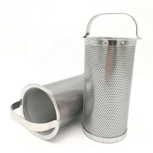 Silver Industrial Cylindrical 304 Stainless Steel Strainer