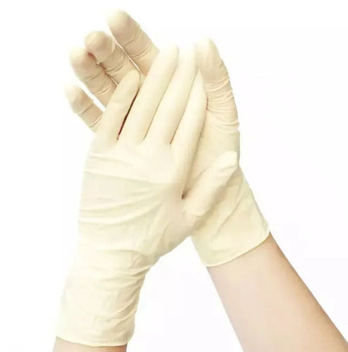 Off White Disposable Surgery Latex Gloves For Hospitals