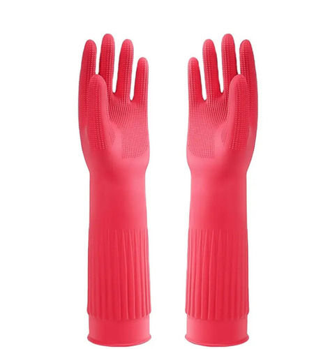 Natural Full Finger Flock Lining Household Rubber Hand Gloves