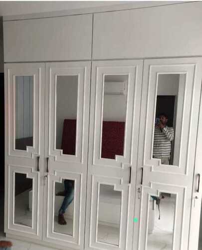 White Wood Polished Wooden Glass Hinged Door