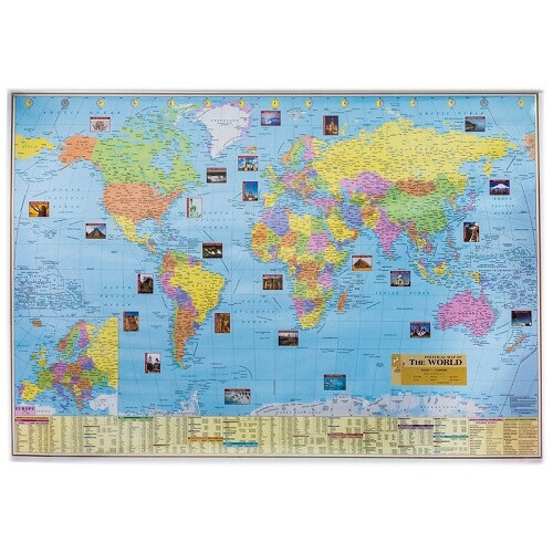 Cotton  Laminated Paper World Political Map