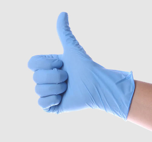 Natural Plain Blue Color Tear Resistance Nitrile Gloves