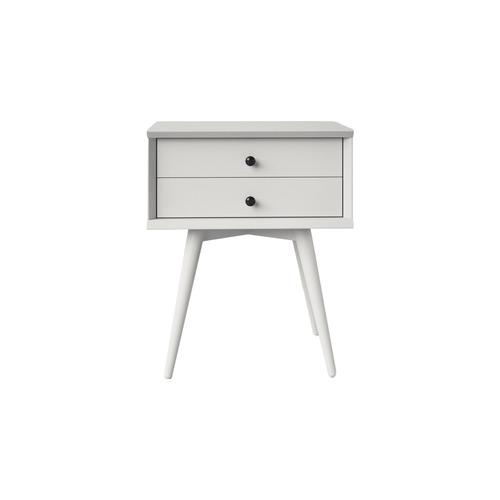 Solid Wood White Declan 2 Drawer Nightstand Indoor Furniture