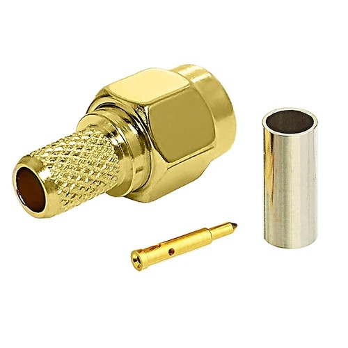 Sma Male Crimp Connector For Lmr100 Coaxial Cable Conductor Material: Brass