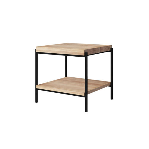 Tate Wooden End Table With Black Metal Frame